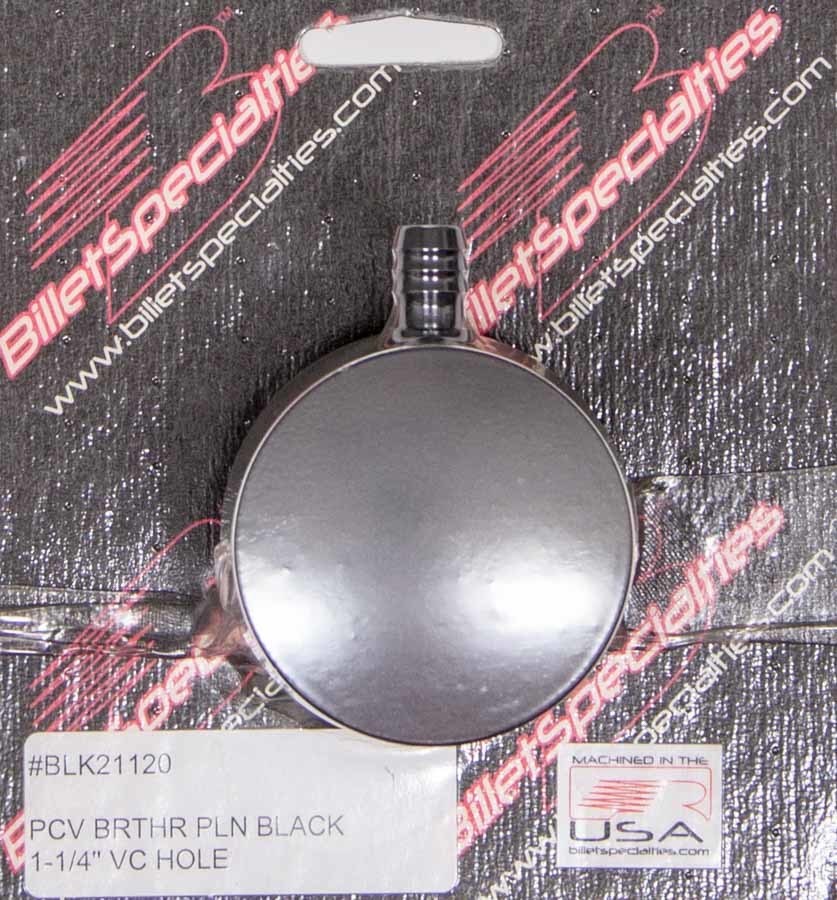 BILLET SPECIALTIES BLK21120 - PCV Breather 1-1/4in VC Hole Black image