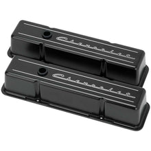 Load image into Gallery viewer, BILLET SPECIALTIES BLK95223 - SBC Tall Valve Covers Chevrolet Script Black image