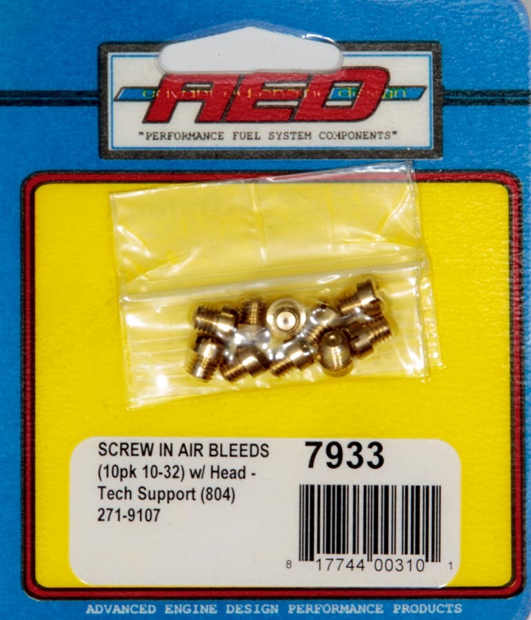 ADVANCED ENGINE DESIGN 7933 - 10-32 Screw-In Air Bleed (10pk) w/Head image