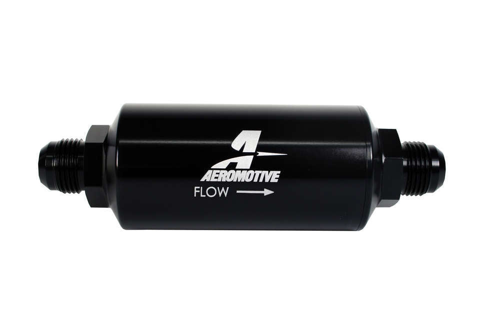 AEROMOTIVE 12387 - 10an Inline Fuel Filter 10 Micron 2in OD Black image