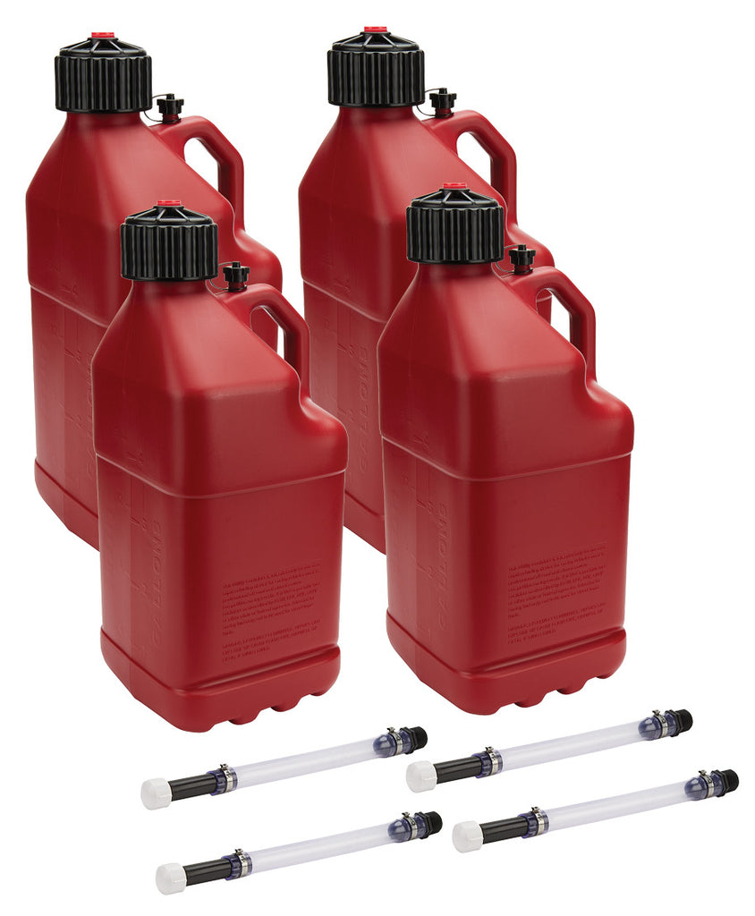 ALLSTAR PERFORMANCE 40121-4 - Utility Jug 5 Gal w/ Filler Hose Red 4pk image