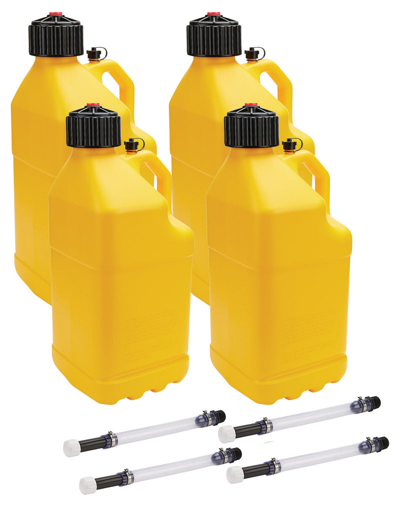 ALLSTAR PERFORMANCE 40123-4 - Utility Jug 5 Gal w/ Filler Hose Yellow 4pk image