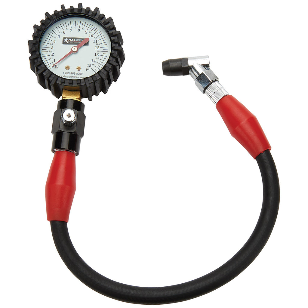 ALLSTAR PERFORMANCE 44056 - Tire Pressure Gauge 0-15 PSI 2-1/4in Glow image