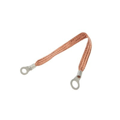 ALLSTAR PERFORMANCE 76329-12 - Copper Ground Strap 12in w/ 1/4in and 3/8in Ring image