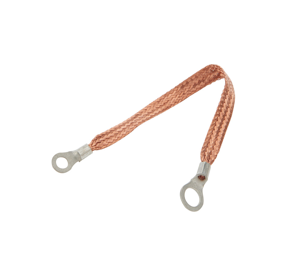 ALLSTAR PERFORMANCE 76329-9 - Copper Ground Strap 9in w/ 1/4in and 3/8in Ring image
