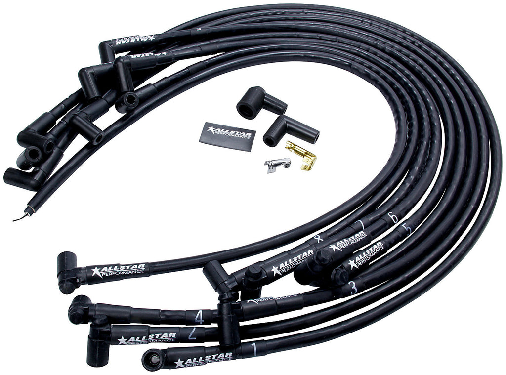 ALLSTAR PERFORMANCE 81370 - Spark Plug Race Wire Set Under Header w/ Sleeve image