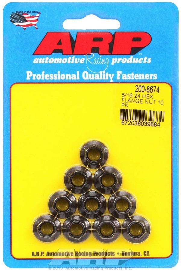 ARP 200-8674 - Hex Nut Kit w/Flange 5/16-24 (10pk) image