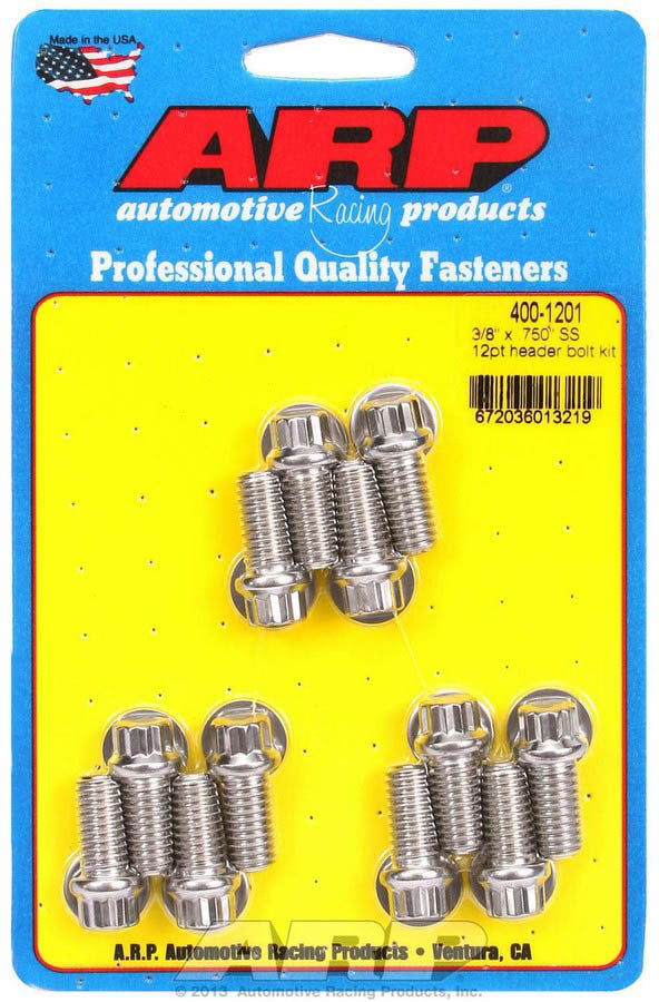 ARP 400-1201 - S/S Header Bolt Kit - 3/8 x .750 UHL (12) image