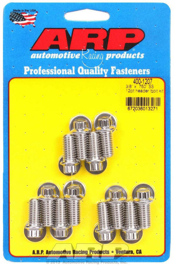 ARP 400-1207 - S/S Header Bolt Kit - 3/8 x .750 UHL (12) image