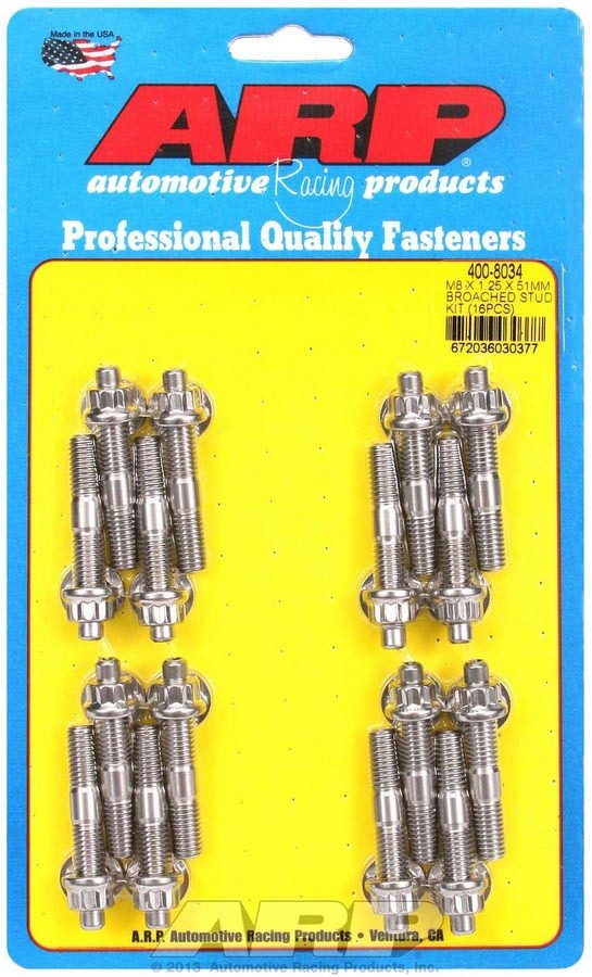 ARP 400-8034 - S/S Stud & Nut Kit (16) 8mm x 1.25in x  51mm image