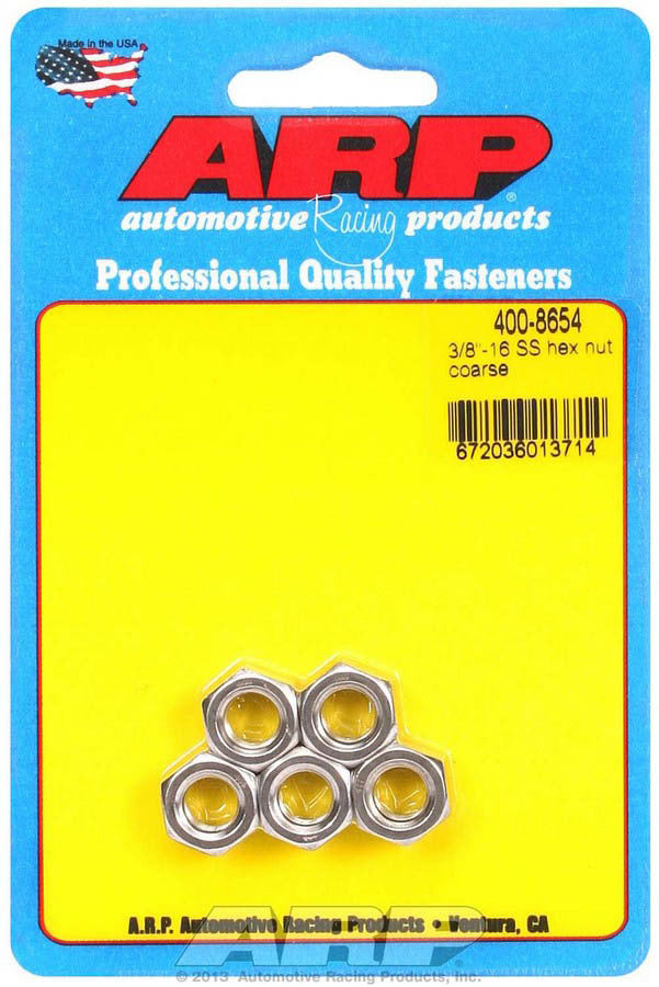 ARP 400-8654 - S/S Hex Nuts - 3/8-16 (5) image