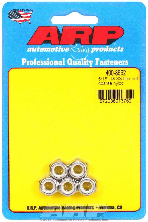 ARP 400-8662 - S/S Hex Nyloc Nuts 5/16-18 (5) image