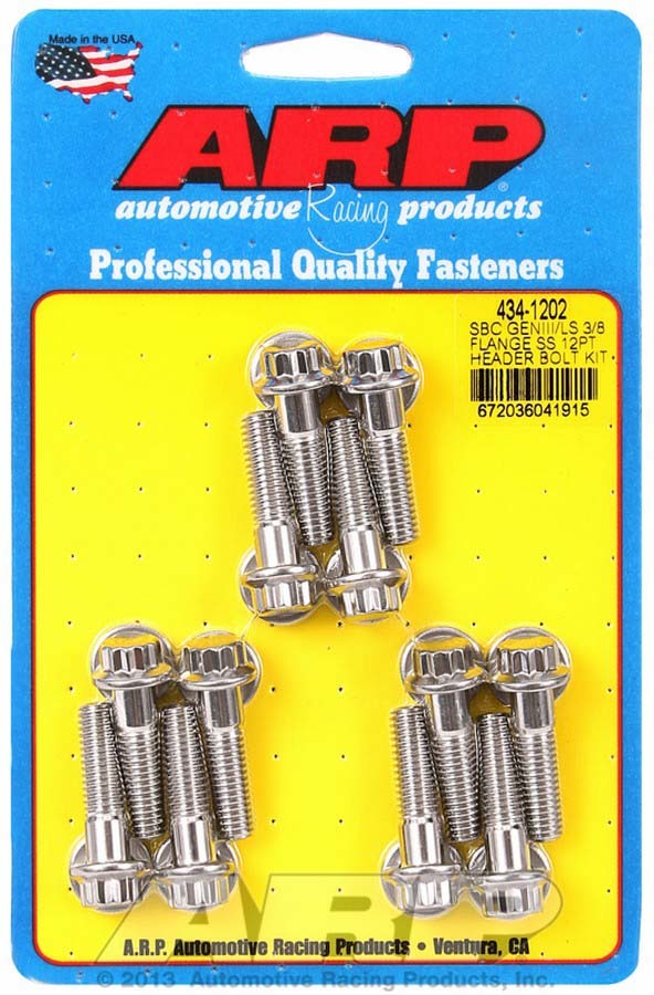 ARP 434-1202 - S/S Header Bolt Kit - 12pt. GM LS image