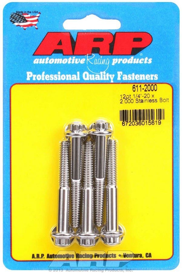 ARP 611-2000 - S/S Bolt Kit - 12pt. (5) 1/4-20 x 2.000 image