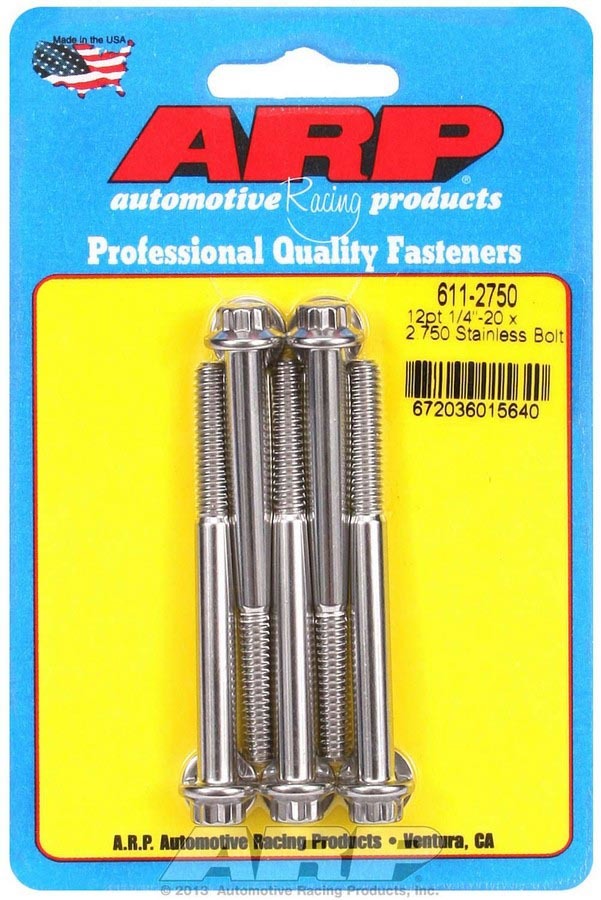 ARP 611-2750 - S/S Bolt Kit - 12pt. (5) 1/4-20 x 2.750 image