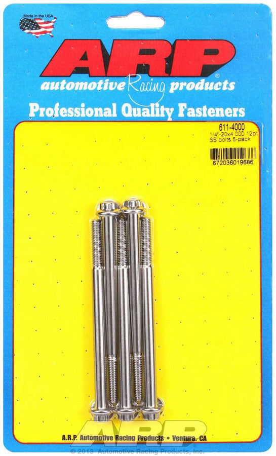 ARP 611-4000 - S/S Bolt Kit - 12pt. (5) 1/4-20 x 4.000 image