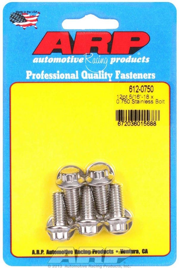 ARP 612-0750 - S/S Bolt Kit - 12pt. (5) 5/16-18 x .750 image