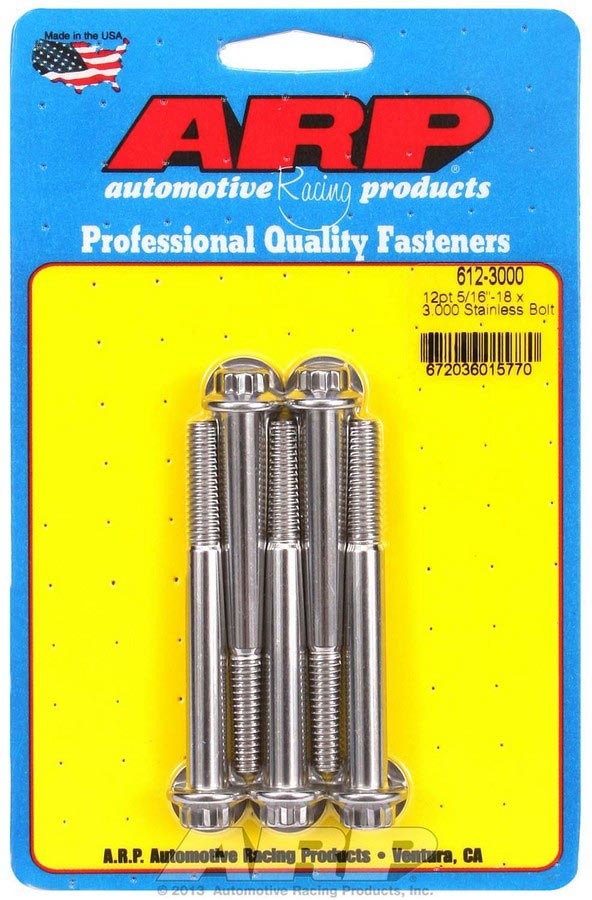 ARP 612-3000 - S/S Bolt Kit - 12pt. (5) 5/16-18 x 3.000 image