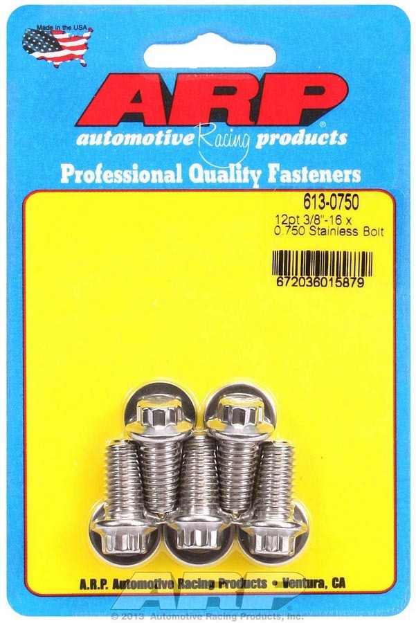 ARP 613-0750 - S/S Bolt Kit - 12pt. (5) 3/8-16 x .750 image