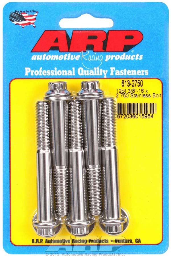 ARP 613-2750 - S/S Bolt Kit - 12pt. (5) 3/8-16 x 2.750 image