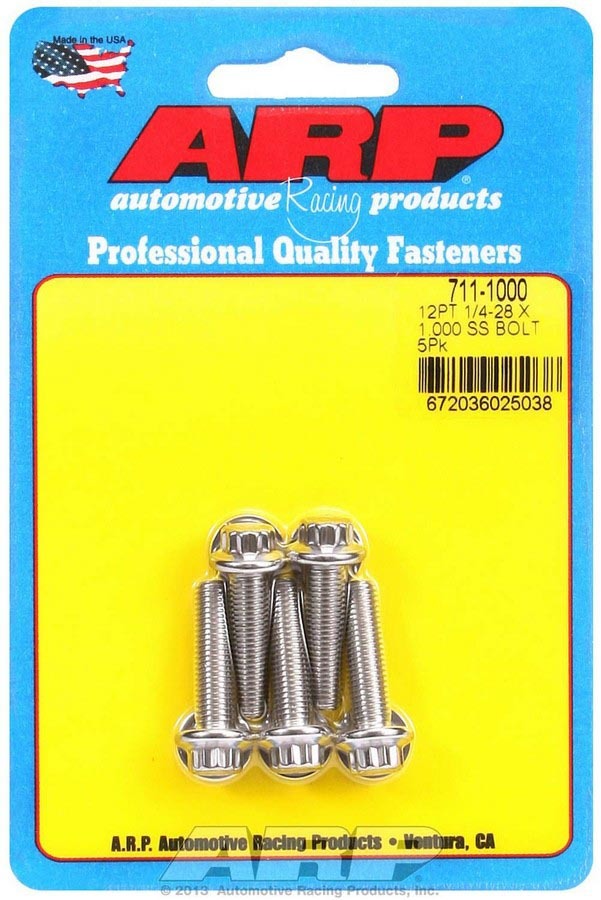 ARP 711-1000 - S/S Bolt Kit - 12pt. (5) 1/4-28 x 1.000 image