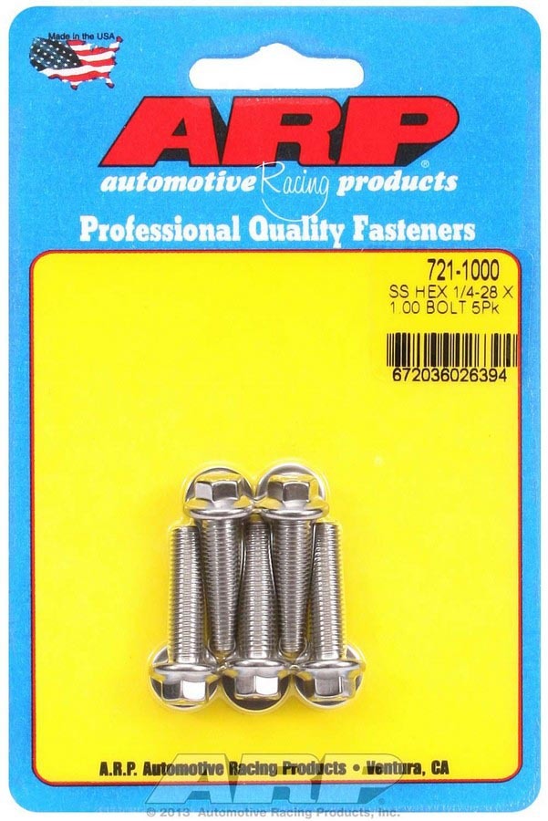 ARP 721-1000 - S/S Bolt Kit - 6pt. (5) 1/4-28 x 1.000 image