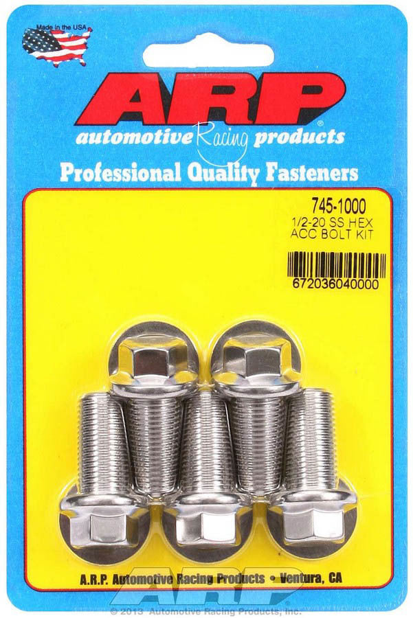 ARP 745-1000 - S/S Bolt Kit - 6pt. (5) 1/2-20 x 1.000 image