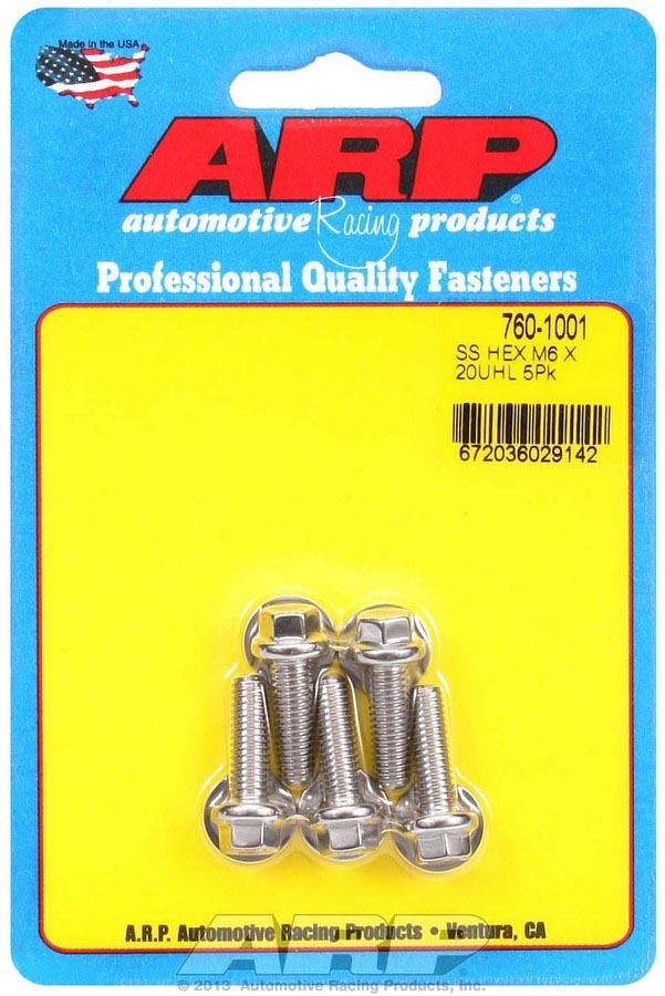 ARP 760-1001 - S/S Bolt Kit - 6pt. (5) 6mm x 1.00 x 20mm image