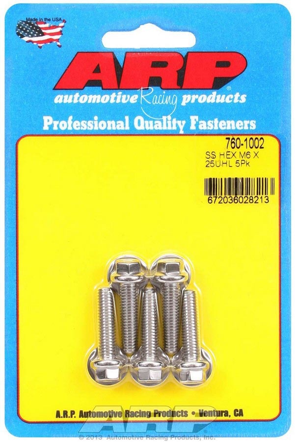 ARP 760-1002 - SS Bolt Kit - 6pt 5pk 6mm x 1.00 x 25mm image