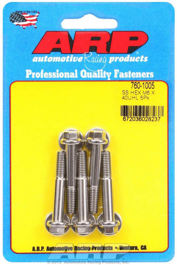 ARP 760-1005 - S/S Bolt Kit - 6pt. (5) 6mm x 1.00 x 40mm image