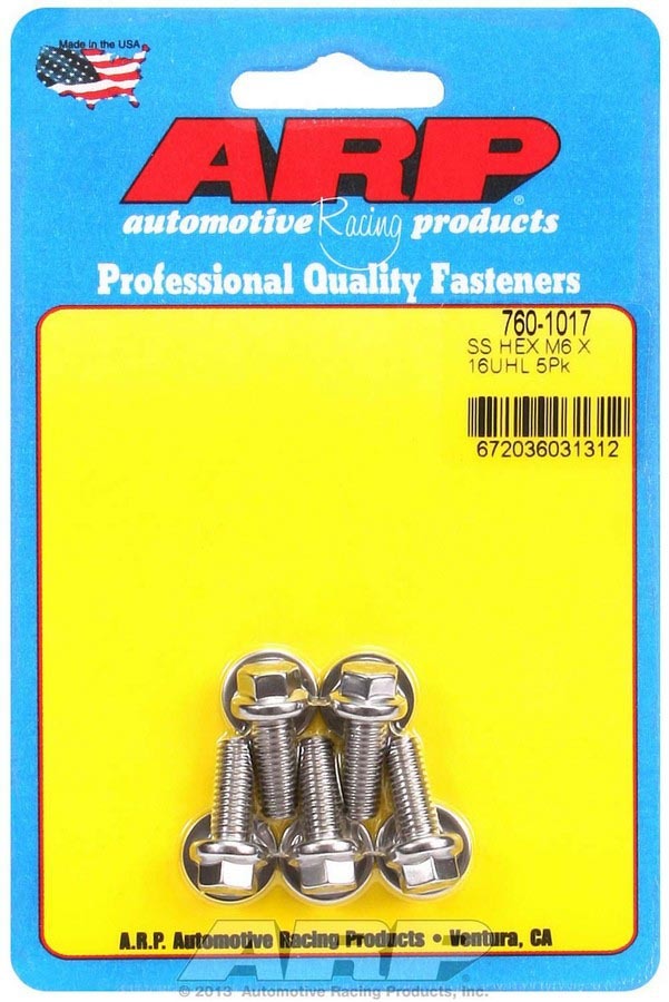 ARP 760-1017 - S/S Bolt Kit - 6pt. (5) 6mm x 1.00 x 16mm image