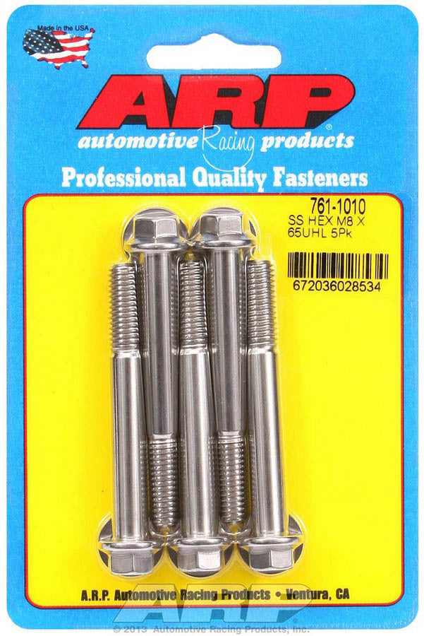 ARP 761-1010 - 8mm x 1.25 x 65mm 6pt SS Bolt Kit 5pk image