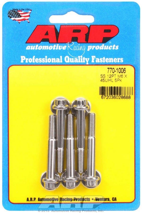 ARP 770-1006 - S/S Bolt Kit - 12pt. (5) 6mm x 1.00 x 45mm image