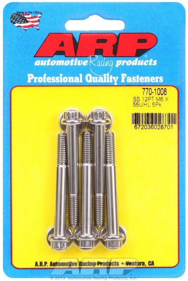 ARP 770-1008 - S/S Bolt Kit - 12pt. (5) 6mm x 1.00 x 55mm image