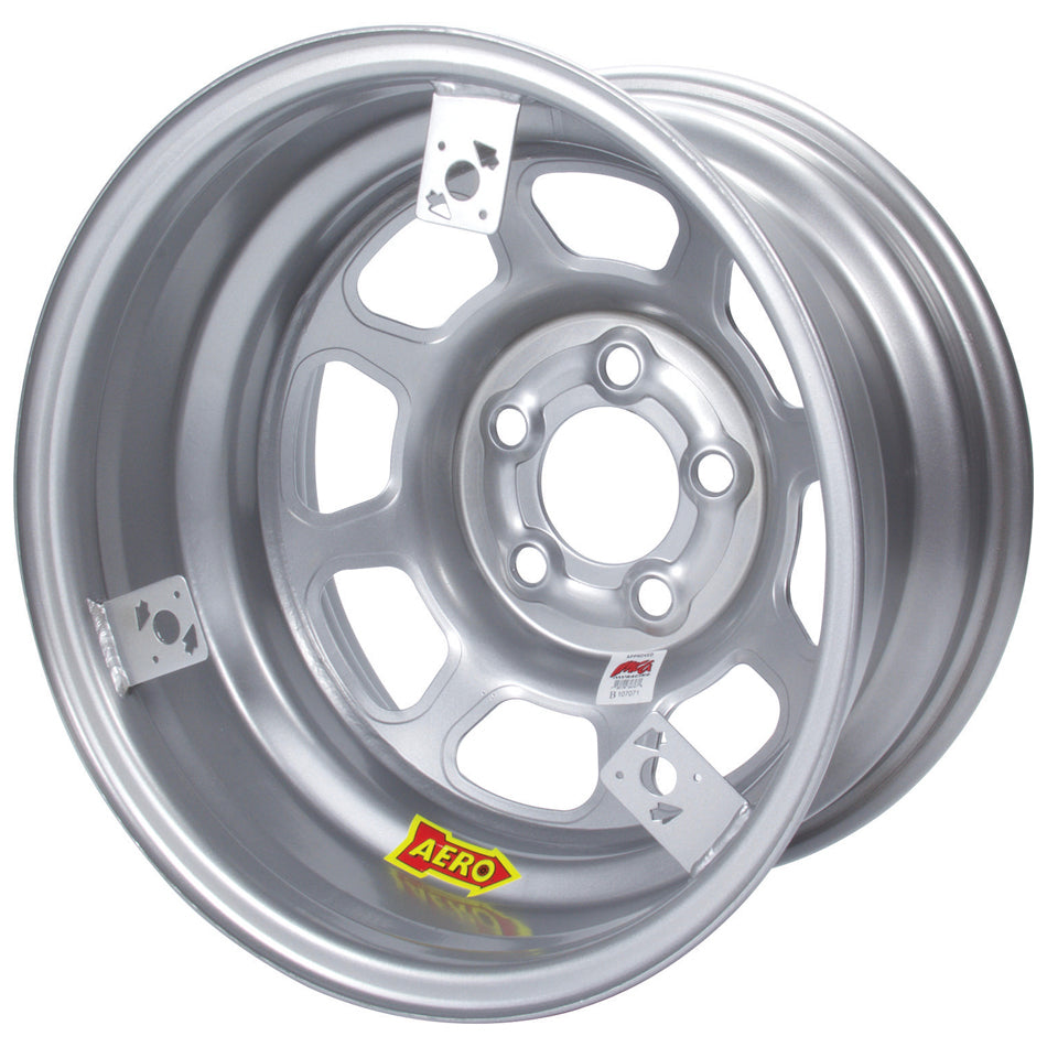 AERO RACE WHEELS 52-085020T3 - 15x8 2in 5.00 Silver w/ 3 Tabs for Mudcover image