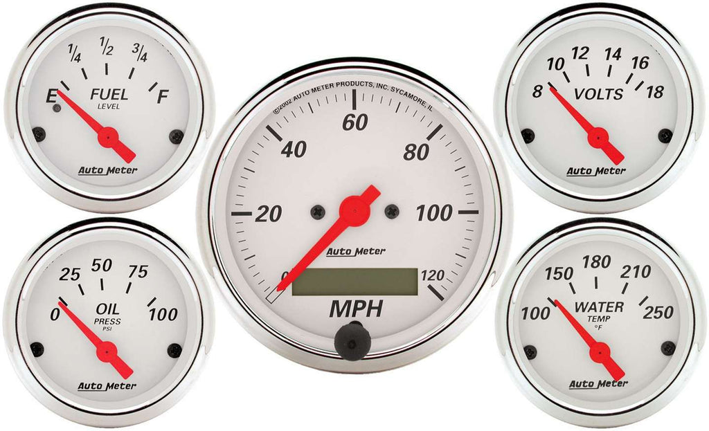 AUTOMETER 1302 - Arctic White Gauge Kit W/Red Pointer image