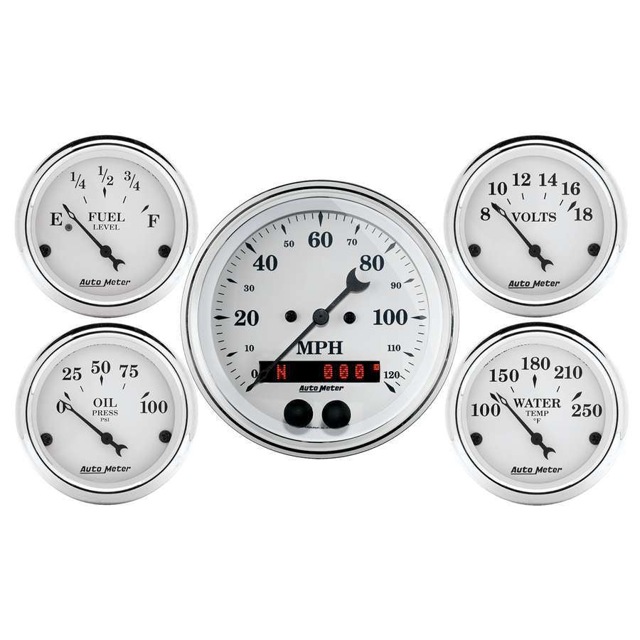 AUTOMETER 1650 - Old Tyme White Gauge Kit w/GPS Speedo image