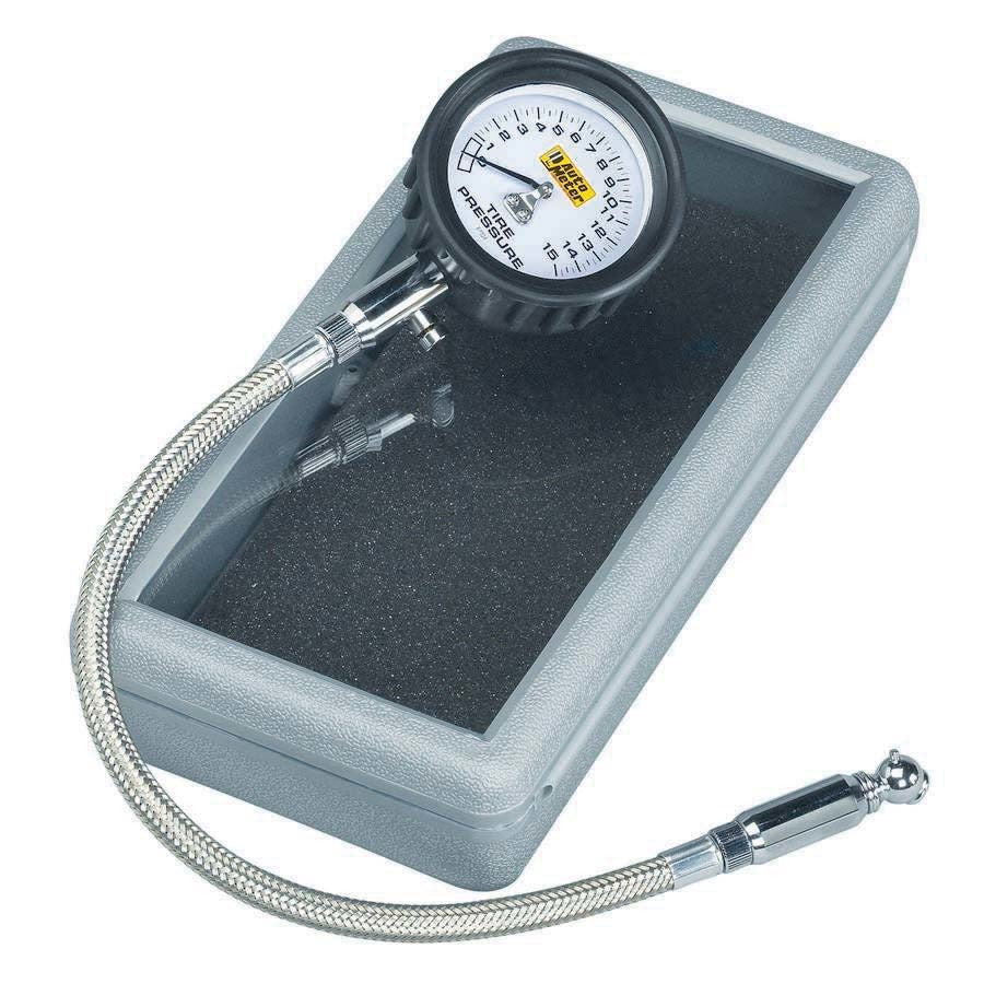 AUTOMETER 2159 - Tire Pressure Gauge 0-15 PSI Analog w/Bleed Valve image