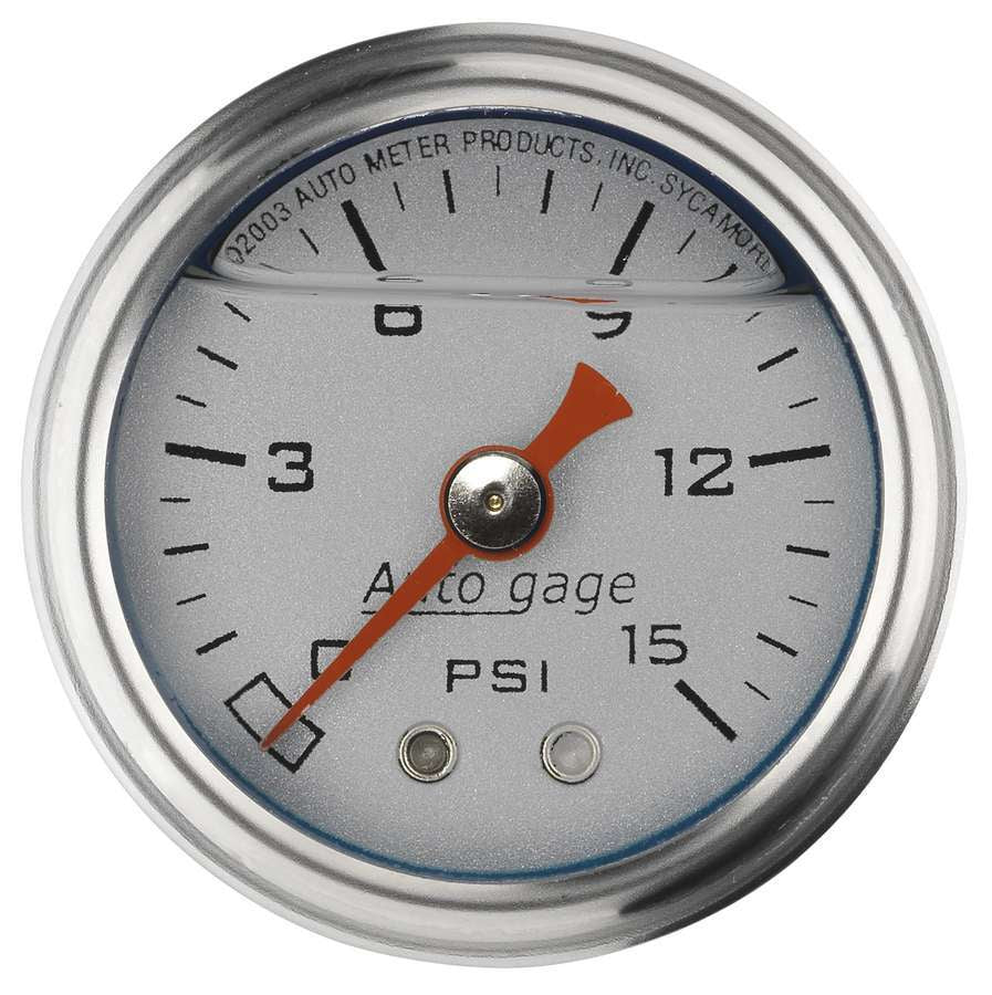 AUTOMETER 2178 - 1-1/2in Pressure Gauge - 0-15psi - Silver Face image