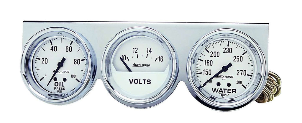 AUTOMETER 2329 - 2-5/8in Oil/Volt/Water Chrome Console image