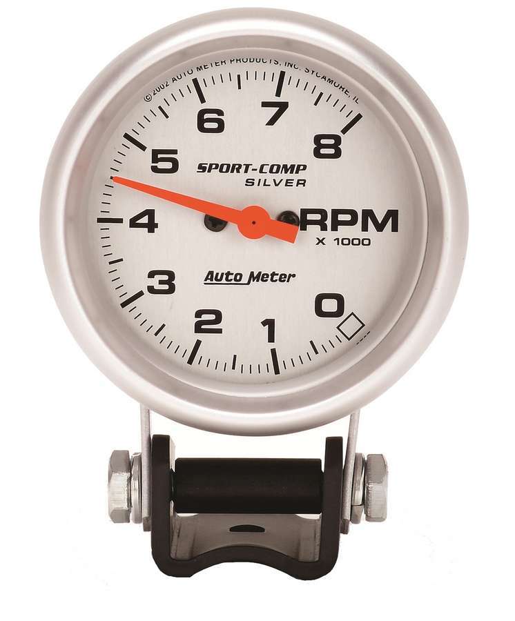 AUTOMETER 3707 - Sport Comp 2 5/8in Silver Tach 8000 RPM image