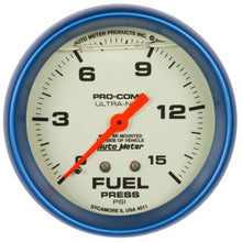 Load image into Gallery viewer, AUTOMETER 4211 - 2-5/8 Ultra-Nite F/P Gauge 0-15psi image