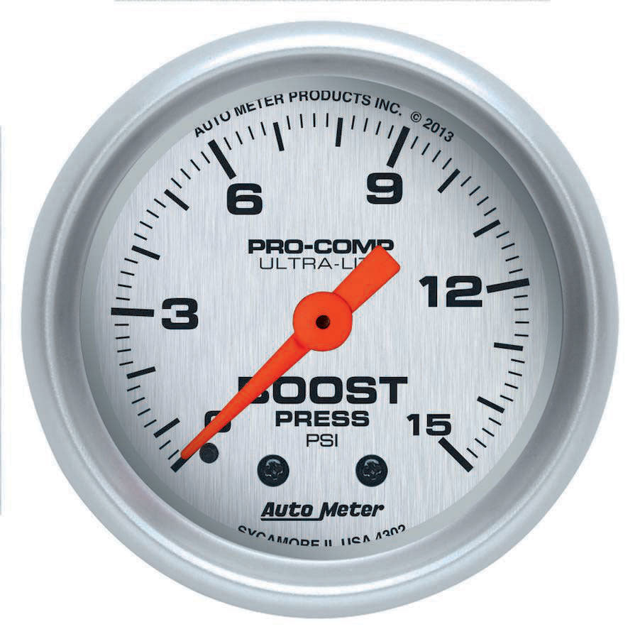 AUTOMETER 4302 - 2-1/16 U/L Boost Gauge 0-15psi image