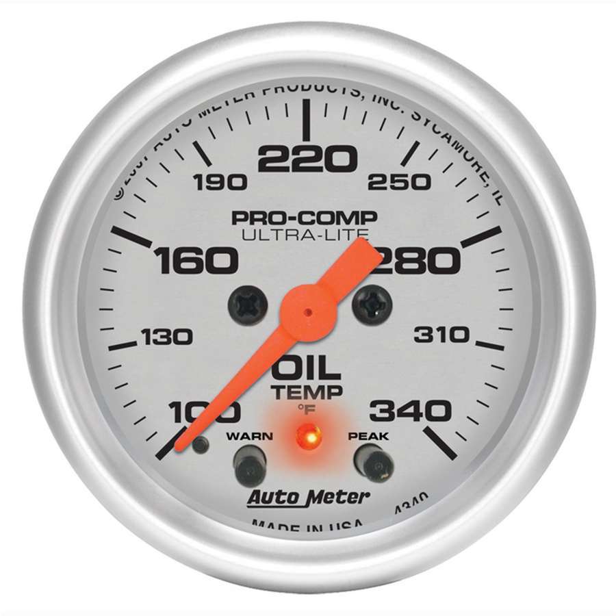 AUTOMETER 4340 - 2-1/16in U/L Oil Temp Gauge w/Peak & Warning image