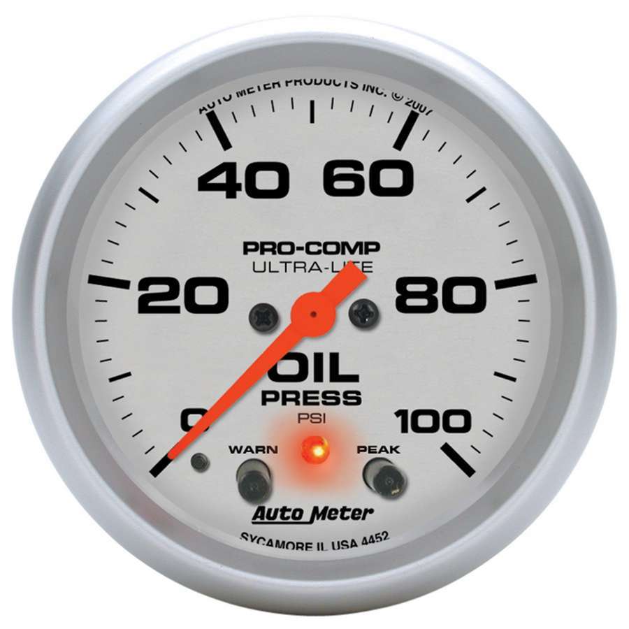 AUTOMETER 4452 - 2-5/8in U/L Oil Pressure Gauge w/Peak & Warning image