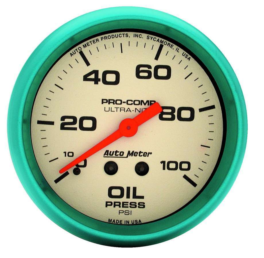 AUTOMETER 4521 - 2-5/8 Ultra-Nite Oil Press. Gauge 0-100psi image
