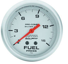 Load image into Gallery viewer, AUTOMETER 4611 - Pro Comp 2-5/8in Silver Liq-Fill Fuel 0-15 PSI image