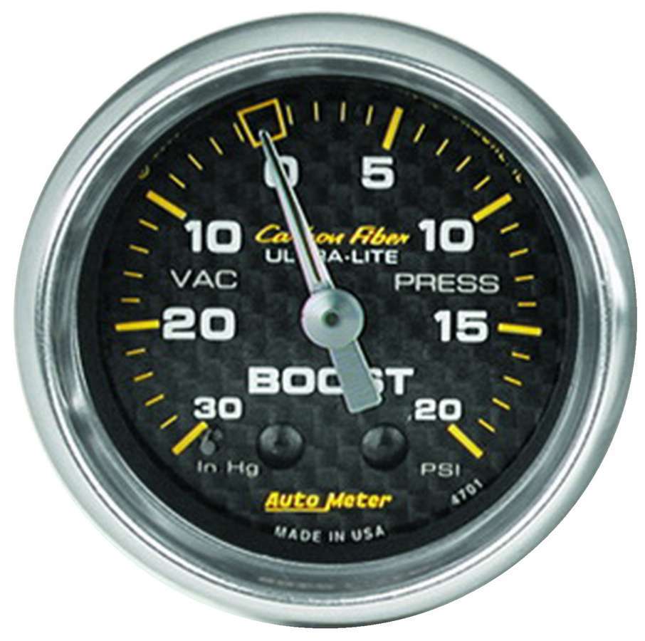 AUTOMETER 4701 - 2-1/16in C/F Boost Gauge 30in HG/20psi image