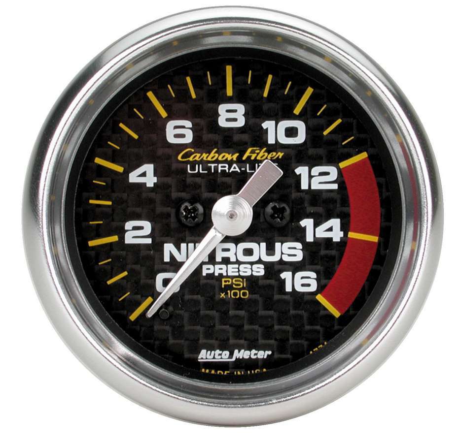 AUTOMETER 4774 - 2-1/16in C/F Nitrous Press. Gauge 0-1600psi image