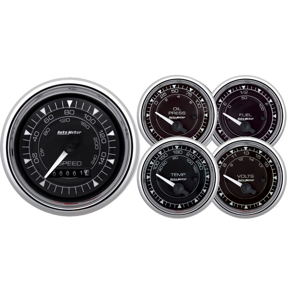AUTOMETER 9708 - 2/16 Chrono Chrome Gauge 5-Piece Gauge Kit image